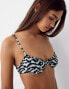 Фото #2 товара Bershka underwired bikini top co-ord in zebra print