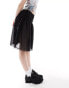 Weekday Sookie layered tulle midi skirt in black