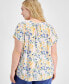 Фото #2 товара Plus Size Floral Short-Sleeve Pintuck Top