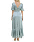 Women's Satin Tie-Waist Flounce-Sleeve Dress