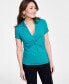 Фото #1 товара Women's Collared Twist-Front Top, Created for Macy's