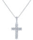 ფოტო #1 პროდუქტის Diamond Baguette & Round Cross 18" Pendant Necklace (1/4 ct. t.w.) in 14k White Gold