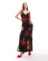 Hope & Ivy chiffon maxi cami dress in dark base floral