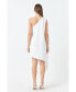 Фото #2 товара Women's Shoulder Pin tucked Asymmetrical Mini Dress