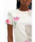 ფოტო #5 პროდუქტის Women's Floral newspaper T-shirt