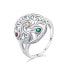 Playful silver ring with colored zircons R00021