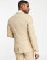 ASOS DESIGN wedding super skinny suit jacket in stone micro texture