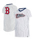 Фото #1 товара Big Girls White Boston Red Sox Pinstripe V-Neck T-shirt