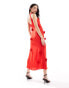 Фото #3 товара Hope & Ivy high neck maxi dress with thigh split in red