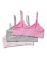 Big Girls 3-Pack Printed and Solid Color Seamless Bras with Logo Band