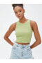 Basic Crop Atlet Halter Yaka Fitilli