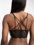 Фото #2 товара Lindex Jasmin poly blend lace longline strappy bralette in black - BLACK