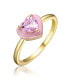 Фото #1 товара RA Young Adults/Teens 14k Yellow Gold Plated with Pink Morganite Cubic Zirconia Enamel Halo Heart Stacking Ring