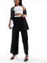 Фото #7 товара Bershka boxer waistband wide leg tailored trousers in black