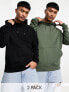 Фото #2 товара ASOS DESIGN oversized hoodie 2 pack in black/green