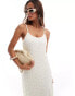 Vero Moda crochet overlay jersey maxi dress in cream Бежевый, M - EU 38 - фото #4