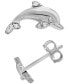 ფოტო #1 პროდუქტის Diamond Dolphin Stud Earrings (1/10 ct. t.w.) in Sterling Silver