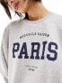 Фото #3 товара JJXX crew neck sweatshirt with Paris chest print in grey marl