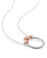 Фото #3 товара Macy's created White Sapphire (3/5 ct. t.w.) Rose Floral Open Circle Necklace in Two-Tone Sterling Silver