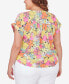 Plus Size Party Tie Front Top Sunburst Multi, 2X - фото #2