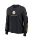 Women's Black Pittsburgh Steelers Boxy Long Sleeve T-Shirt