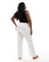 4th & Reckless Plus linen mix tie waist wide leg trousers in white