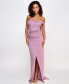Фото #1 товара Juniors' Off-The-Shoulder Glitter-Knit Cowl Neck Gown