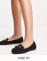 Фото #1 товара New Look Wide Fit suedette snaffle loafer in black