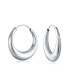 ფოტო #1 პროდუქტის Simple Plain Circle Crescent Tapered Tube Hollow Puff Tube Round Hoop Earrings For Women Sterling Silver Endless 1.25 Inch