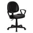 Фото #4 товара Mid-Back Black Leather Ergonomic Swivel Task Chair With Arms