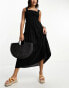 Esmee Exclusive shirred waist maxi summer dress in black Черный, 38 - фото #1