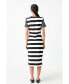 ფოტო #3 პროდუქტის Women's Contrast Stripe Knit Midi Dress