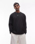 Фото #2 товара Topman oversized fit long sleeve plisse t-shirt in black