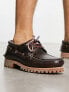 Timberland authentics 3 eye classic boat shoes in brown full grain leather