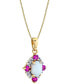 ფოტო #2 პროდუქტის Multi-Gemstone (7/8 ct. t.w. ) & Diamond (1/10 ct. t.w.) 18" Pendant Necklace in 10k Gold