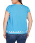 ფოტო #2 პროდუქტის Black Label Plus Size Boho Embroidered Square Neck Top