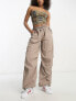 ASOS DESIGN Tall parachute cargo trouser in washed sand