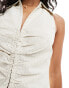 Фото #3 товара Mango clasp front sleeveless waistcoat in light beige