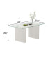 0.39" Thick Tempered Glass Top Dining Table With White Lacquer Double MDF Pillar 1 Count - фото #2