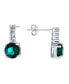 Fine Crystal with Cubic Zirconia Bar Drop Earring in Sterling Silver (Available in Clear, Blue, Light Blue and Red)