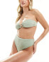 Фото #4 товара South Beach starfish high waist high leg bikini bottom in sage green glitter