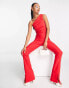 Фото #8 товара Vesper one shoulder ruched crop top co-ord in red