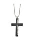 Фото #2 товара Chisel black IP-plated Cut out Cross Pendant Ball Chain Necklace