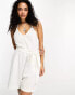 Фото #4 товара Only belted halter neck linen playsuit in white