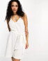 ONLY belted halter neck linen playsuit in white