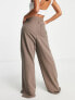 Фото #2 товара Reebok high waisted wide leg trousers in taupe brown