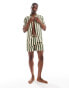 Hunky Trunks swim shorts co ord in khaki and cream stripe