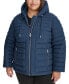 ფოტო #1 პროდუქტის Plus Size Hooded Packable Puffer Coat, Created for Macy's