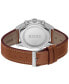 ფოტო #3 პროდუქტის Men's Skytraveller Quartz Fashion Chrono Brown Leather Watch 44mm