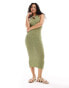 Фото #1 товара Y.A.S crochet halterneck maxi dress in sage green